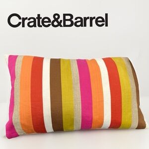 Crate and Barrel Salinas Pillow Covers Set of 2 Striped Magenta 13" x 20" NWOT